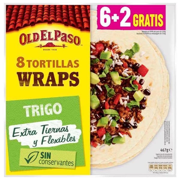 Wrap mejicano OLD EL PASO, 6+2 uds, paquete 490 g - 1 ud - Imagen del producto en Findit