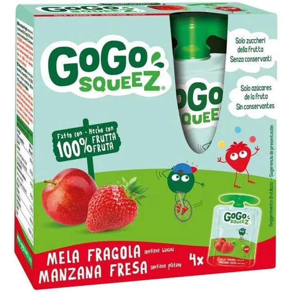 Fruta triturada manzana-fresa 100% GOGO SQUEEZ, doypack 4x90 g - 0.36 kg - Imagen del producto en Findit