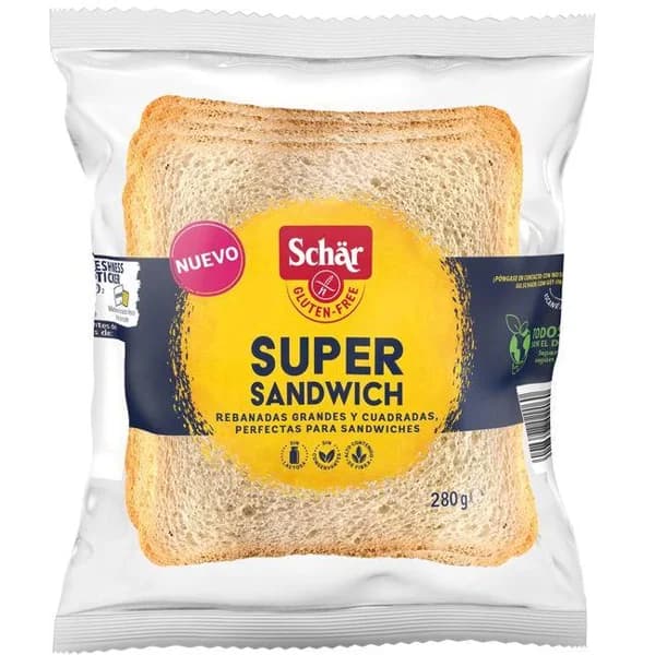 Pan de molde blanco XL sin gluten SCHAR, paquete 280 g - 0.28 kg - Imagen del producto en Findit