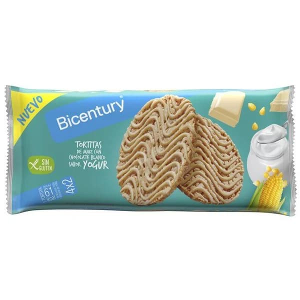 Tortita de maíz decorada con yogur BICENTURY, paquete 108 g - 1 ud - Imagen del producto en Findit