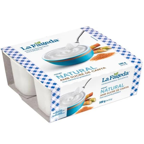 Yogurt natural azúcar de caña LA FAGEDA, pack 4x125 g - 1 ud - Imagen del producto en Findit