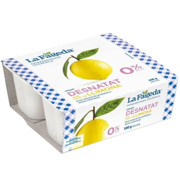 Yogur desnatado sabor limón LA FAGEDA, pack 4x125 g - 1 ud - Imagen del producto en Findit
