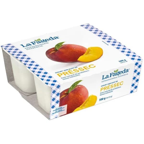 Yogurt sabor melocotón LA FAGEDA, pack 4x125 g - 1 ud - Imagen del producto en Findit