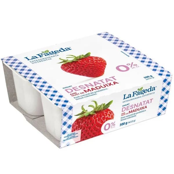 Yogur desnatado sabor fresa LA FAGEDA, pack 4x125 g - 1 ud - Imagen del producto en Findit