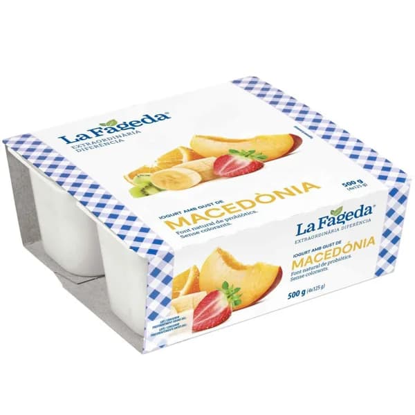 Yogurt sabor macedonia LA FAGEDA, pack 4x125 g - 1 ud - Imagen del producto en Findit