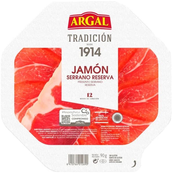 Plato de jamón serrano ARGAL, bandeja 90 g - 0.09 kg - Imagen del producto en Findit