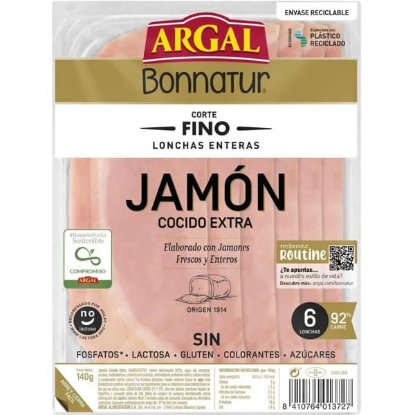 Jamón cocido lonchas finas Bonnatur - 0.18 kg - Imagen del producto en Findit