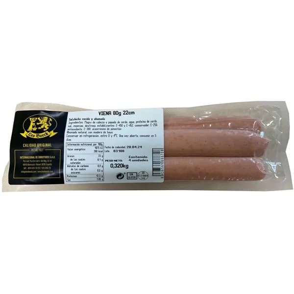 Salchichas frankfurt Viena sin piel 4u LEO BOECK 320 Gr - 0.32 kg - Imagen del producto en Findit