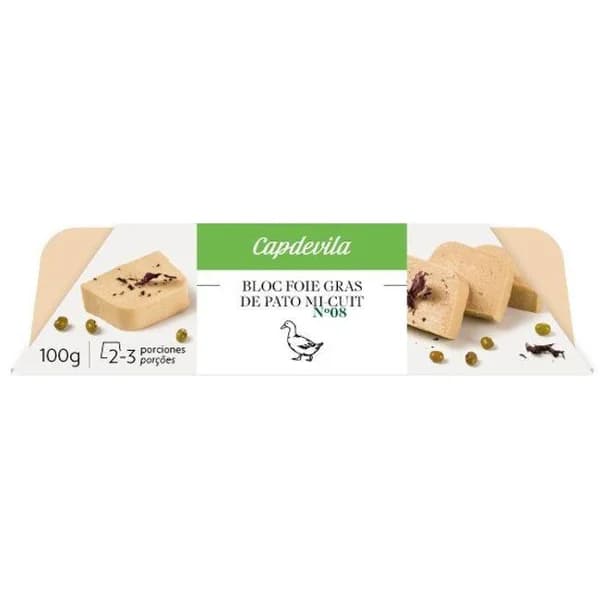 Bloc de foie gras de pato CAPDEVILA, tarrina 100 g - 1 ud - Imagen del producto en Findit