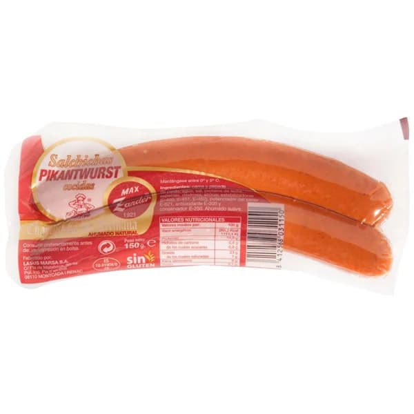 Pikantwurst MAX ZANDER, 2 uds, sobre 150 g - 1 ud - Imagen del producto en Findit