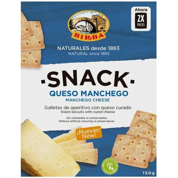 Galletas aperitivo con queso curado BIRBA, caja 150 g - 1 ud - Imagen del producto en Findit
