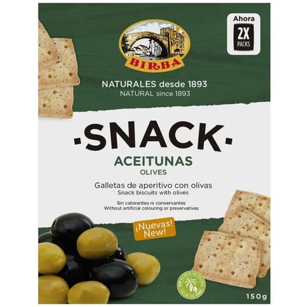 Galletas aperitivo con olivas BIRBA, caja 150 g - 1 ud - Imagen del producto en Findit