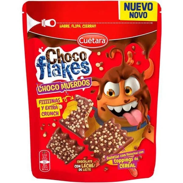 Choco flakes bañados chocolate con leche CUETARA, bolsa 100 g - 1 ud - Imagen del producto en Findit