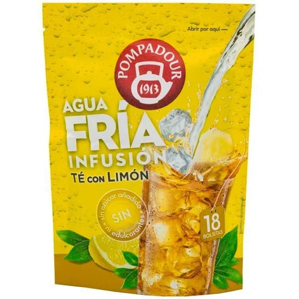 Té con limón POMPADOUR Agua Fría, bolsa 18 monodosis - 1 ud - Imagen del producto en Findit