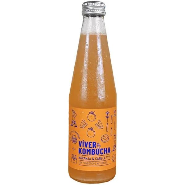 Bebida de naranja y canela VIVER KOMBUCHA, botella 330 ml - 1 ud - Imagen del producto en Findit