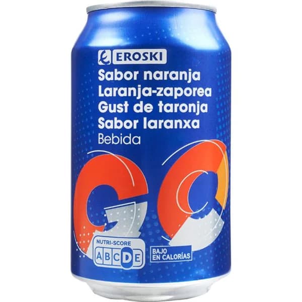 Bebida isotónica sabor naranja EROSKI, lata 33 cl - 1 ud - Imagen del producto en Findit