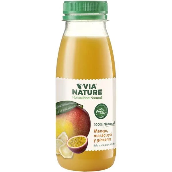 Zumo mango-maracuya-ginseng vital. VIA NATURE, botella 250 ml - 1 ud - Imagen del producto en Findit