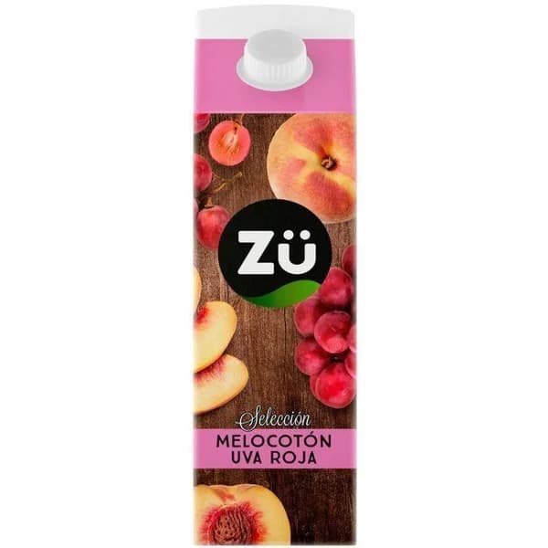 Bebida de melocotón, manzana y uva ZÜ, brik 1 litro - 1 ud - Imagen del producto en Findit