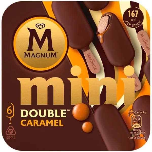 Helado mini doble caramel MAGNUM, caja 6 unid - 1 ud - Imagen del producto en Findit