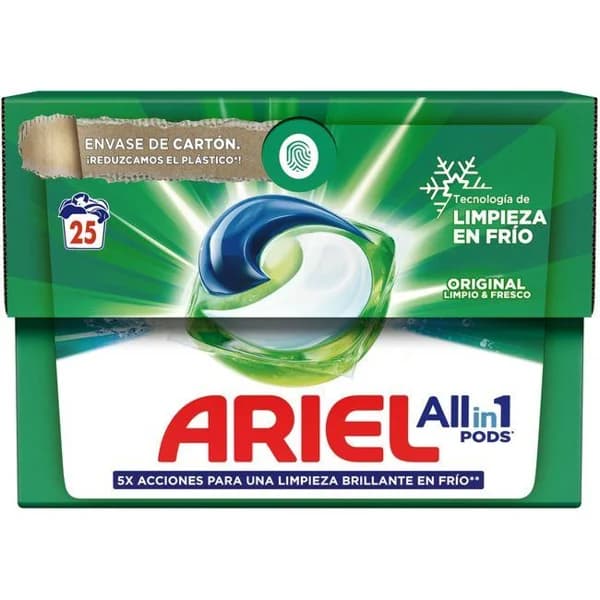 Detergente en cápsulas Original ARIEL, caja  25 dosis - 1 ud - Imagen del producto en Findit