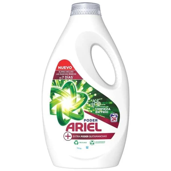 Detergent líquido ARIEL EXTRA PODER OXI, garrafa 24 dosis - 1 ud - Imagen del producto en Findit