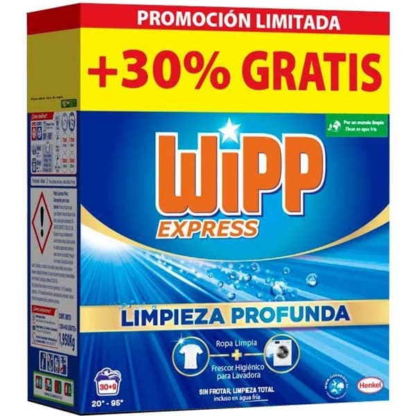 Detergente polvo azul WIPP, maleta 30+30% - 1 ud - Imagen del producto en Findit