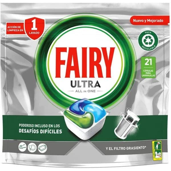 Lavavajillas máquina FAIRY TODO EN 1 ULTRA, bolsa 21 dosis - 21 ud - Imagen del producto en Findit