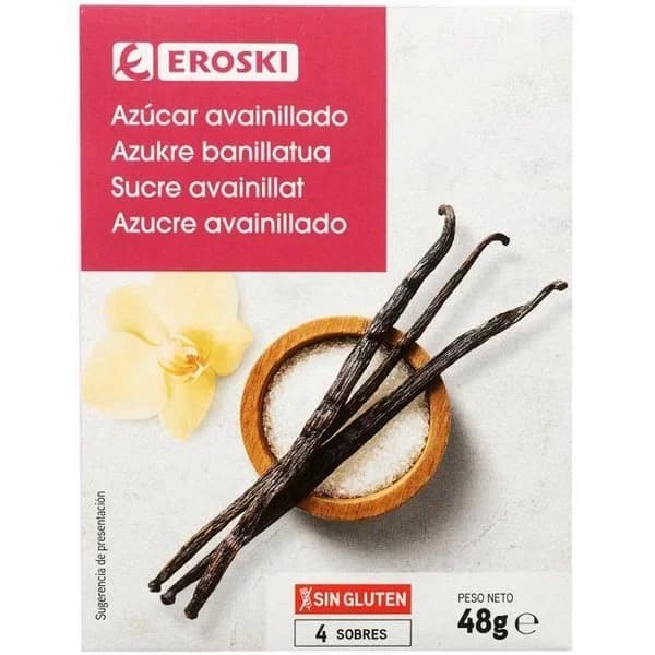 Azúcar avainillado EROSKI, caja 48 g - 0.05 kg - Imagen del producto en Findit