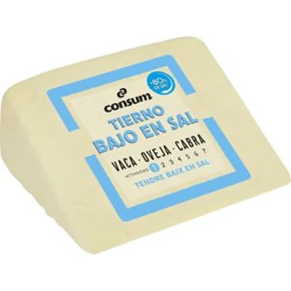 Queso Tierno Bajo en Sal Cuña - 0.25 kg - Imagen del producto en Findit
