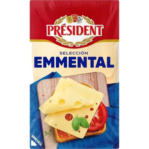 Queso Emmental PRESIDENT, lonchas, bandeja 80 g - 0.08 kg - Imagen del producto en Findit