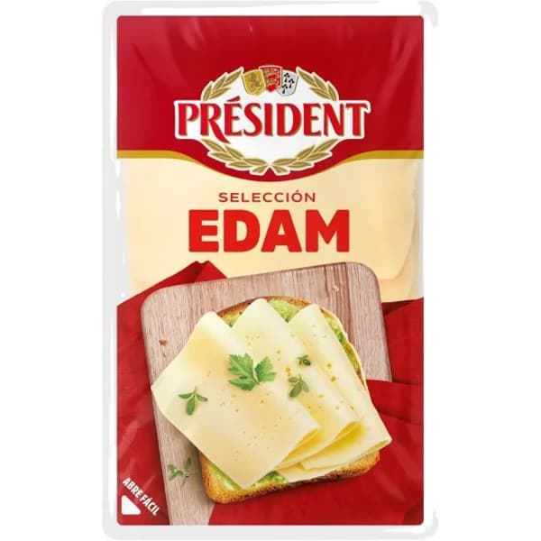 Queso Edam PRESIDENT, lonchas, bandeja 100 g - 0.1 kg - Imagen del producto en Findit