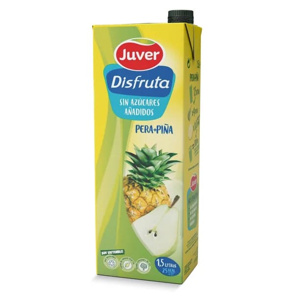 Bebida de zumo de pera y piña sin azúcares añadidos Juver brik 1.5 l - 1.5 l - Imagen del producto en Findit