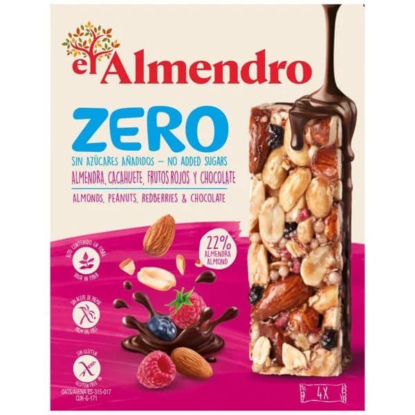 Barritas de frutos rojos EL ALMENDRO ZERO, caja 120 g - 1 ud - Imagen del producto en Findit