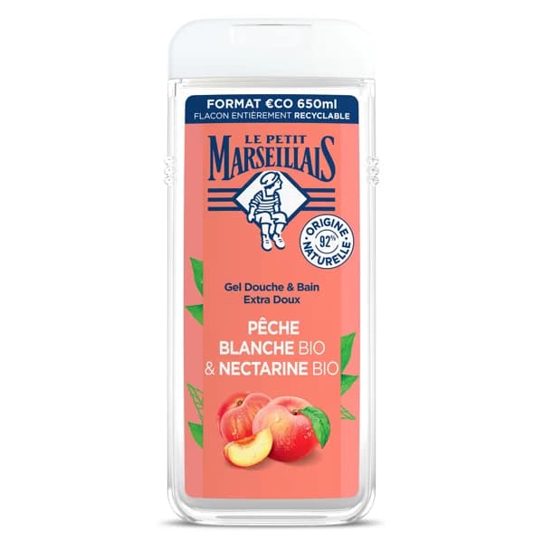 Gel de ducha melocotón blanco y nectarina Le petit marseillais botella 650 ml - 0.65 l - Imagen del producto en Findit