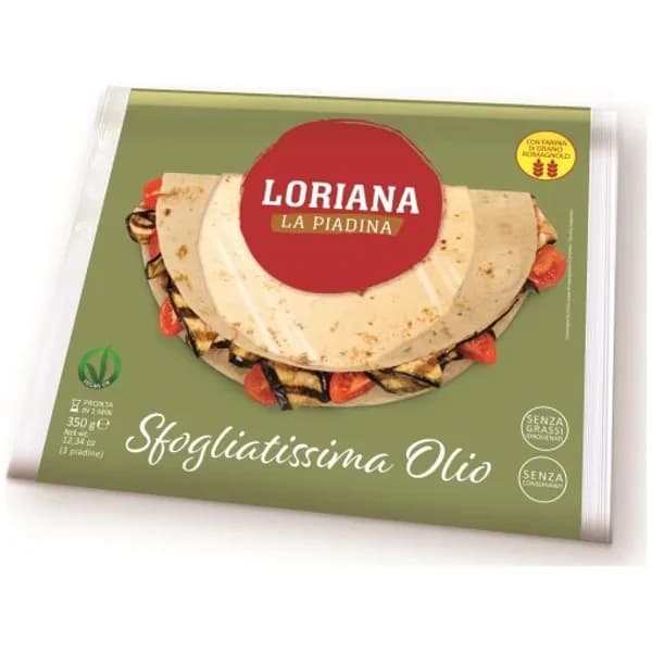 Piadina Sfogliatissima con aceite de oliva virgen extra Loriana 350 g - 0.35 kg - Imagen del producto en Findit