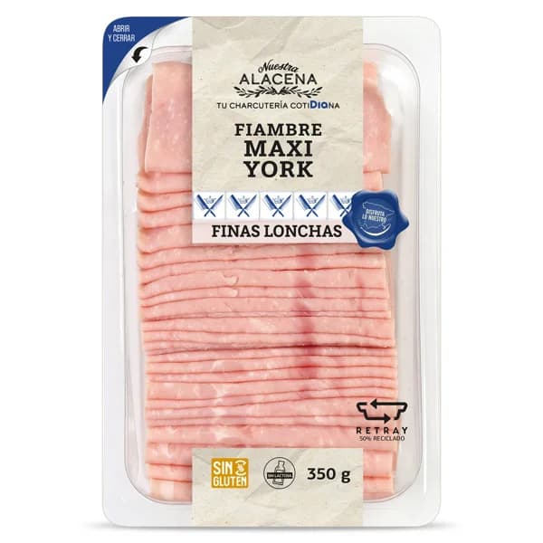 Fiambre maxi york Nuestra Alacena de Dia sobre 350 g - 0.35 kg - Imagen del producto en Findit