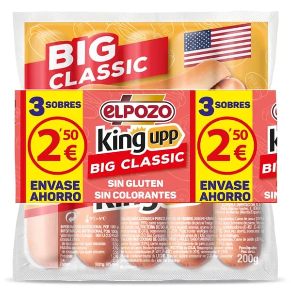 Salchichas big classic Elpozo King upp bolsa 3 x 200 g - 0.6 kg - Imagen del producto en Findit