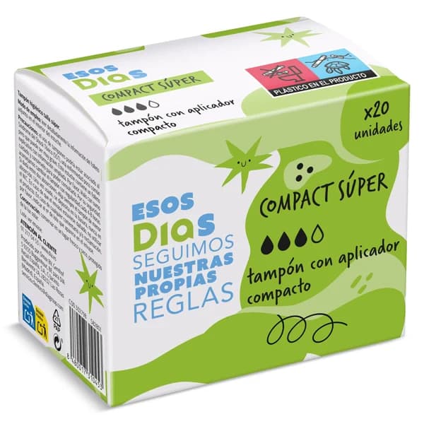Tampón con aplicador compact súper Esos Dias caja 20 unidades - 19.62 ud - Imagen del producto en Findit