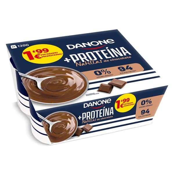 Natillas de chocolate alta en proteínas Danone pack 4 x 120 g - 0.48 ud - Imagen del producto en Findit
