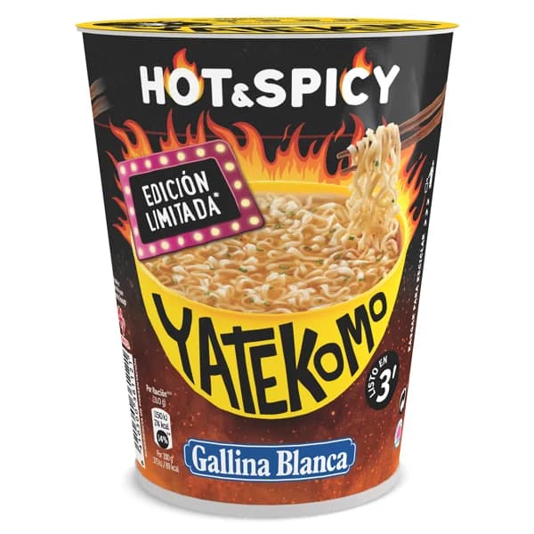Fideos orientales hot & spicy Gallina Blanca Yatekomo vaso 60 g - 0.06 kg - Imagen del producto en Findit