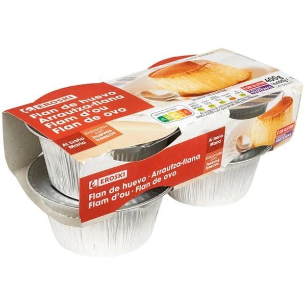Flan de huevo EROSKI, pack 4x100 g - 0.4 kg - Imagen del producto en Findit