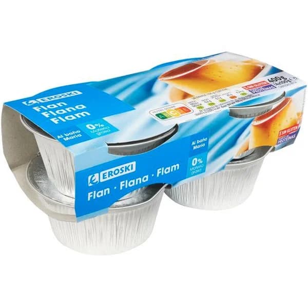 Flan de huevo 0% EROSKI, pack 4x100 g - 1 ud - Imagen del producto en Findit