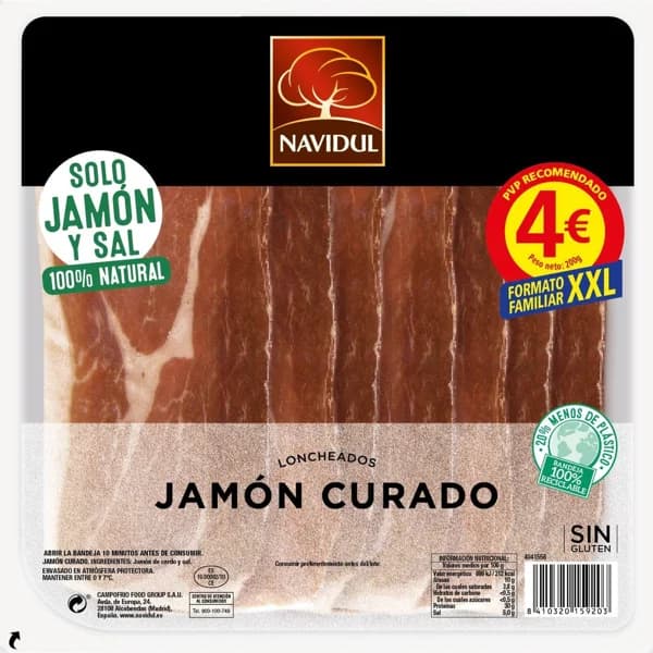 Jamón curado NAVIDUL, bandeja 200 g - 1 ud - Imagen del producto en Findit