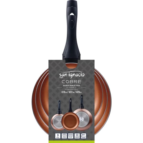 Set 3 Sartenes Cobre Aluminio Prensado - 0.7 ud - Imagen del producto en Findit