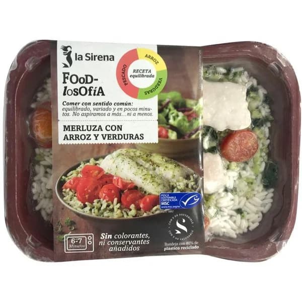 Merluza MSC con arroz y verduras LA SIRENA, bandeja 300 g - 1 ud - Imagen del producto en Findit