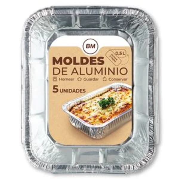Molde de aluminio rectangular 0,5 l 5 unidades - 5 ud - Imagen del producto en Findit