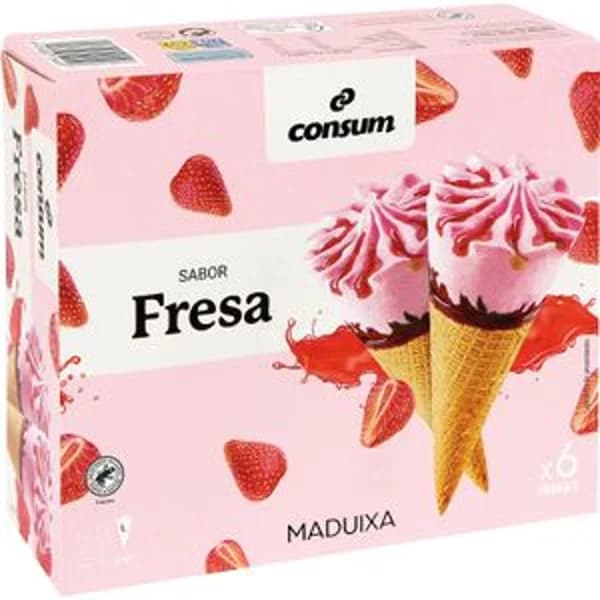 Cono de Fresa Pack de 6 Unidades - 0.43 kg - Imagen del producto en Findit