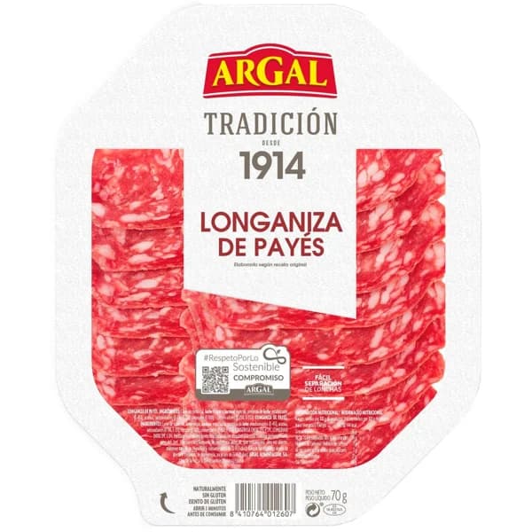 Longaniza Payés ARGAL, sobre 70 g - 1 ud - Imagen del producto en Findit