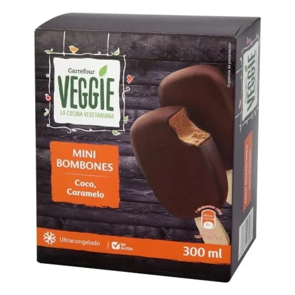 Mini bombón helado con base de coco sabor caramelo Sensation Carrefour sin gluten 6 ud. - 5.98 ud - Imagen del producto en Findit