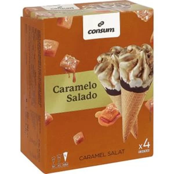 Cono Vainilla Caramelo Salado Pack de 4 - 0.28 kg - Imagen del producto en Findit